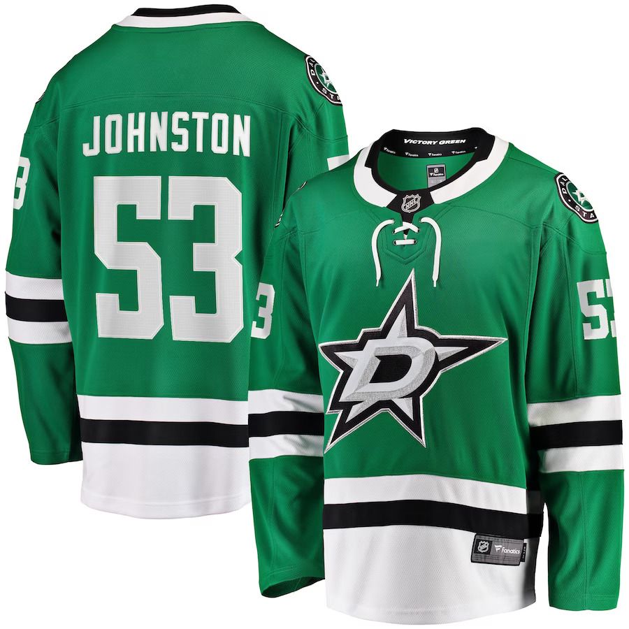 Men Dallas Stars #53 Wyatt Johnston Fanatics Branded Kelly Green Home Breakaway Player NHL Jersey->customized nhl jersey->Custom Jersey